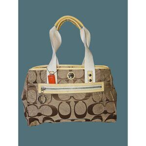 Coach Soho Daisy Signature Logo Tote Shoulder Bag Khaki Yellow